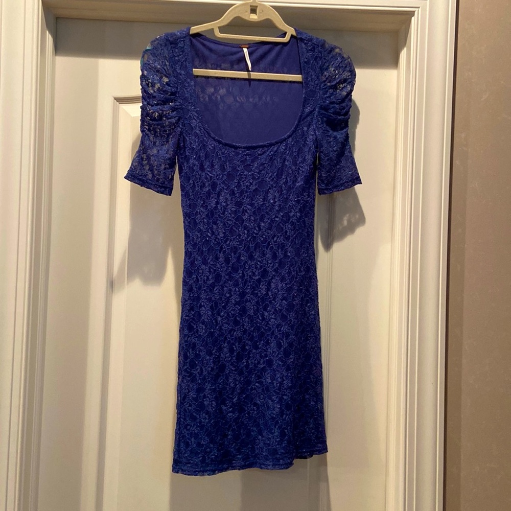 Free People Navy Lace Body Con Dress Small